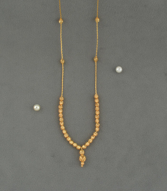 Gold Plated Textured Bead Chain with Pendant