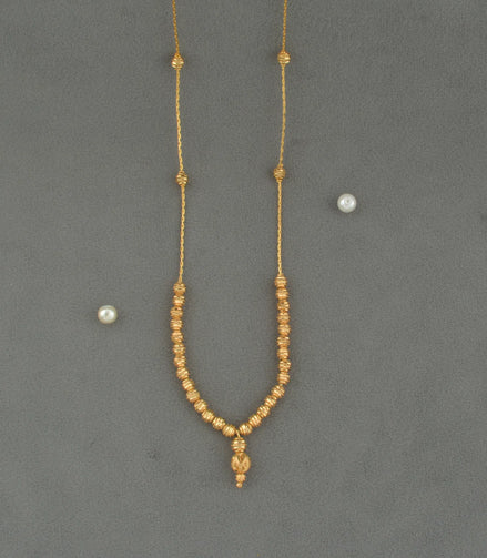 Gold Plated Textured Bead Chain with Pendant