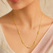 Model Wore Gold Plated Beaded Chain Necklace DCN4290