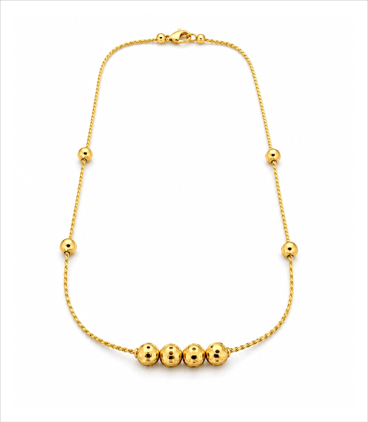 Gold Plated Delicate Beaded Chain Necklace DCN4291