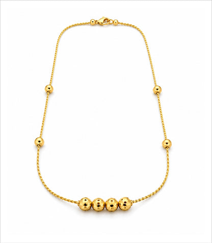Gold Plated Delicate Beaded Chain Necklace DCN4291