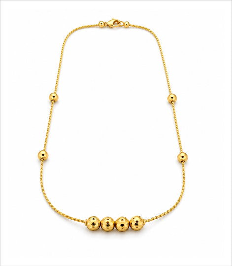 Gold Plated Delicate Beaded Chain Necklace DCN4291