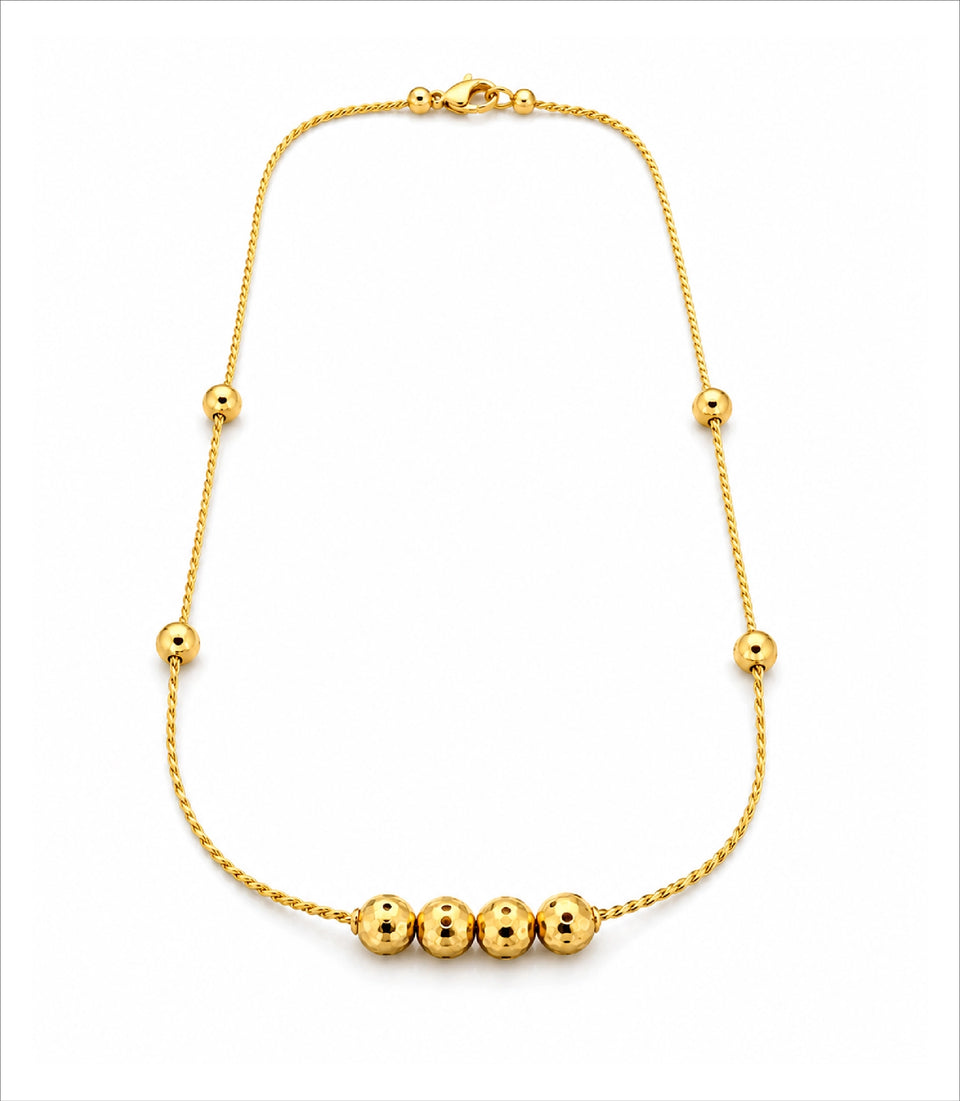 Gold Plated Delicate Beaded Chain Necklace DCN4291