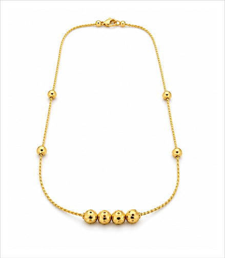 Gold Plated Delicate Beaded Chain Necklace DCN4291