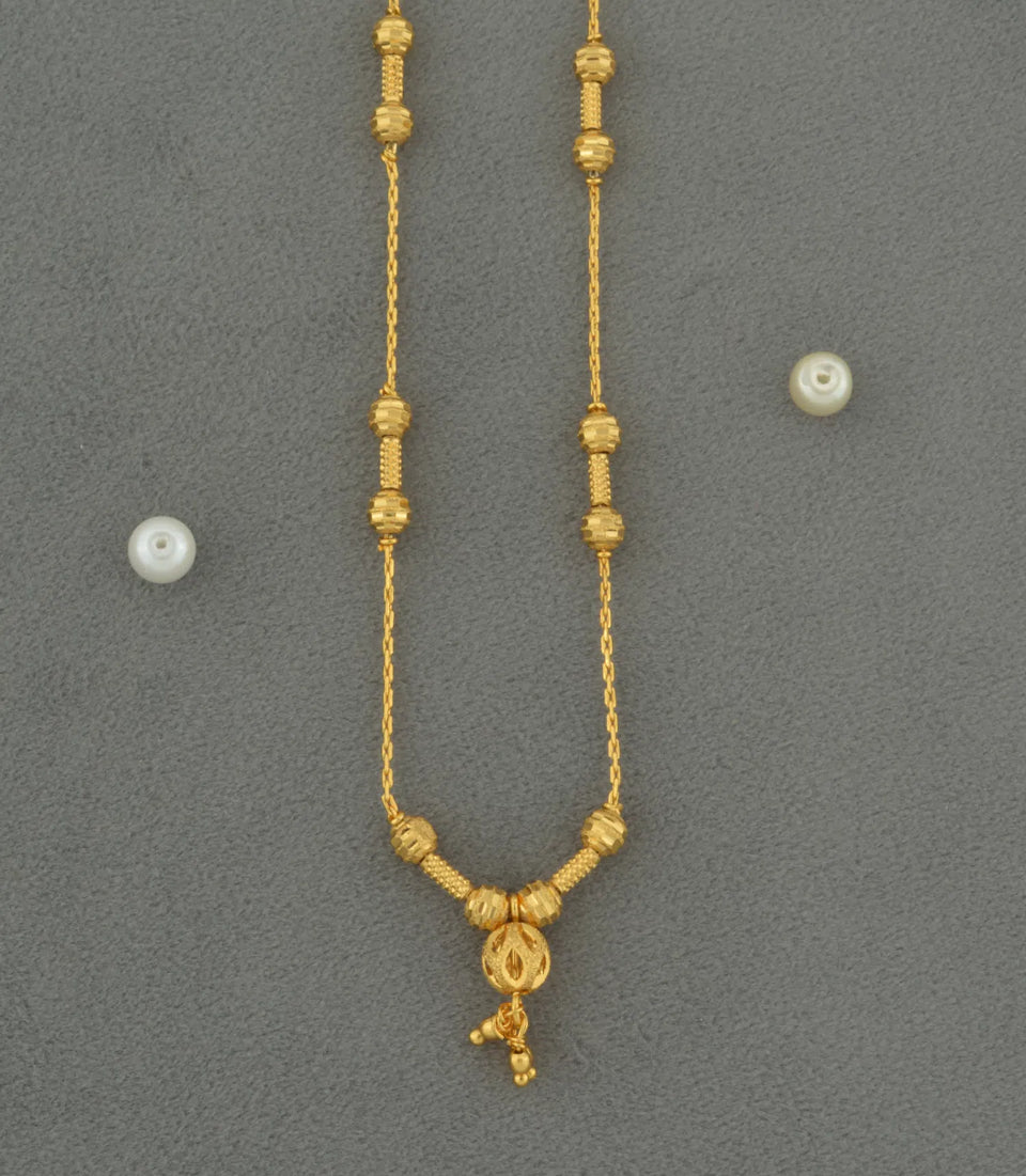 Gold Plated Sleek Barrel Bead Chain