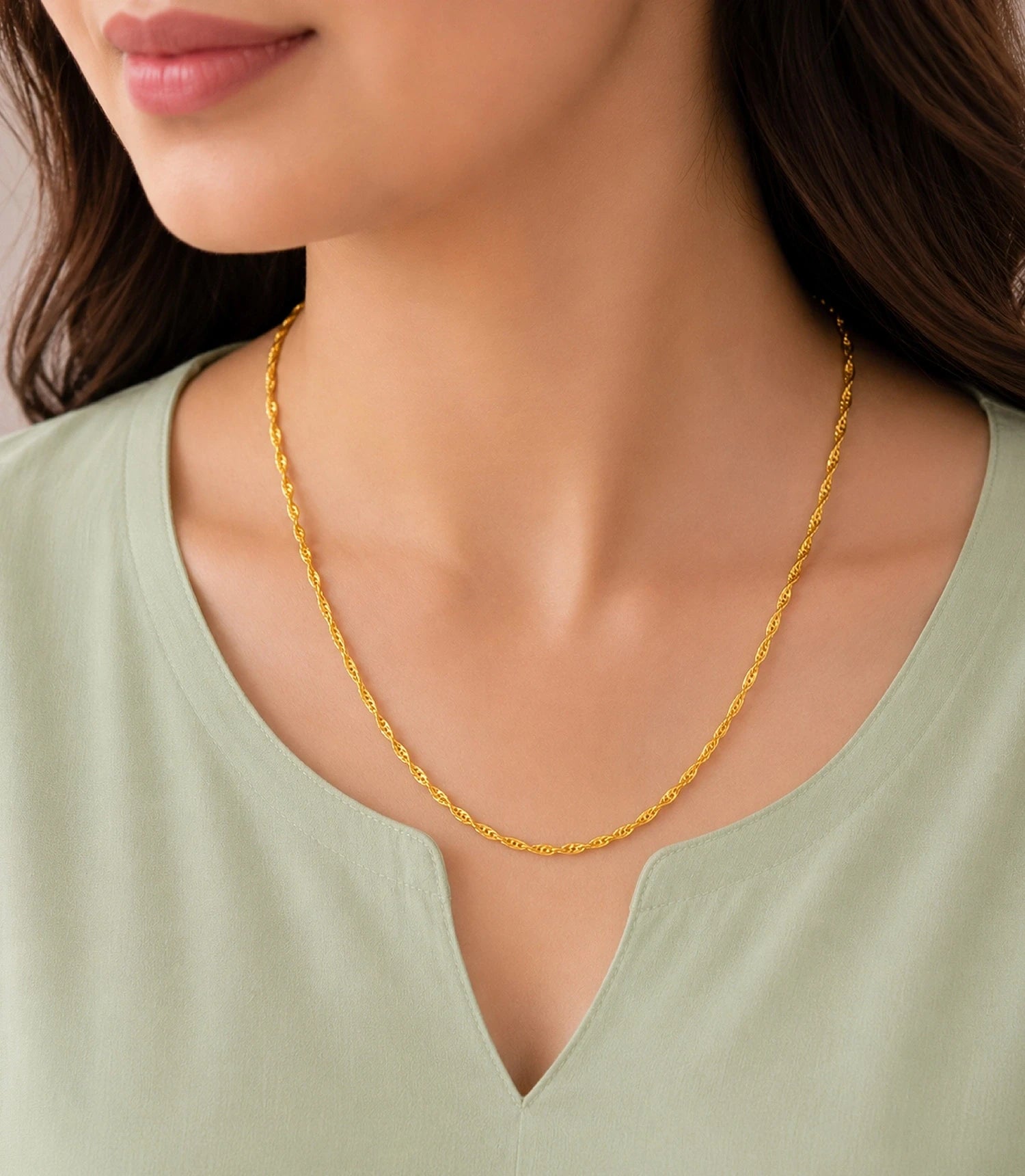 Gold Plated Delicate Twisted Rope Chain