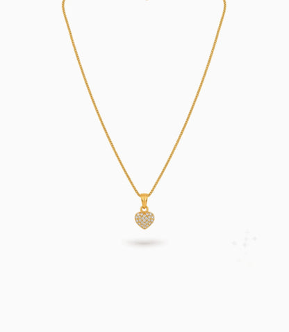 Gold Plated AD Heart Shape Chain Pendant