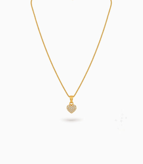 Gold Plated AD Heart Shape Chain & Pendant