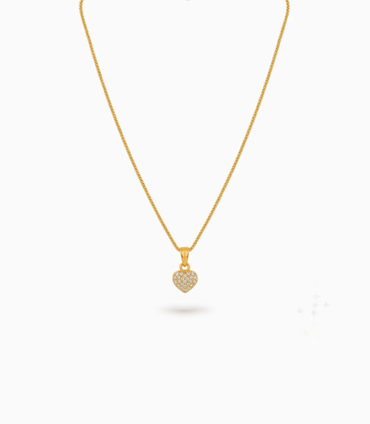 Gold Plated AD Heart Shape Chain Pendant