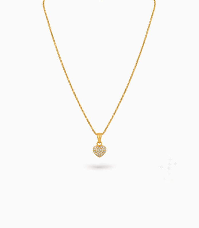 Gold Plated AD Heart Shape Chain & Pendant