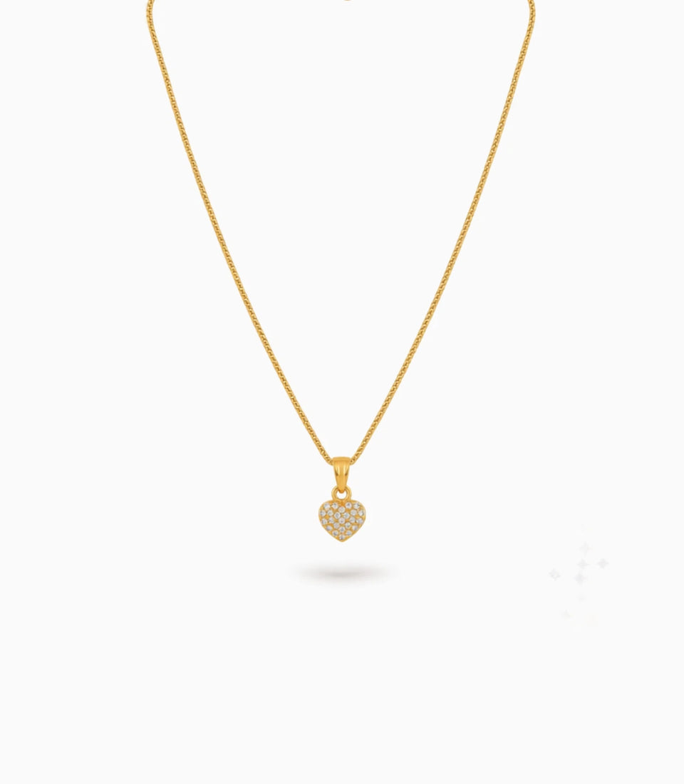 Gold Plated AD Heart Shape Chain & Pendant