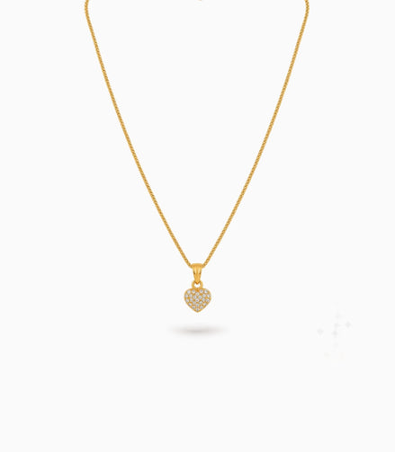 Gold Plated AD Heart Shape Chain & Pendant