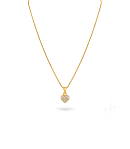 Gold Plated AD Heart Shape Chain Pendant