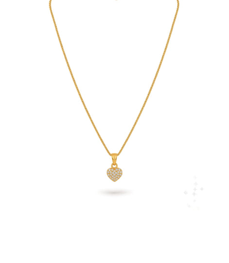 Gold Plated AD Heart Shape Chain & Pendant