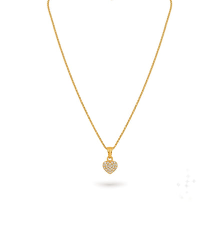 Gold Plated AD Heart Shape Chain & Pendant