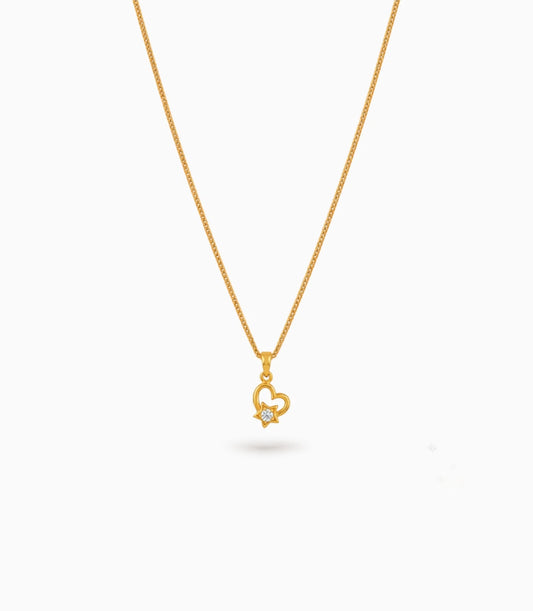 Gold Plated Sparkling AD Chain & Pendant