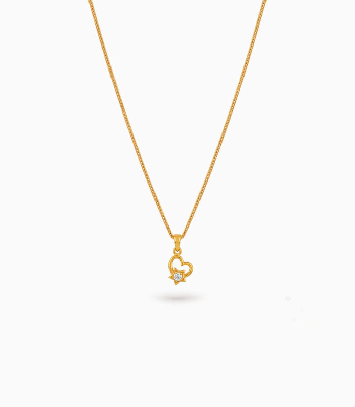 Gold Plated Sparkling AD Chain & Pendant