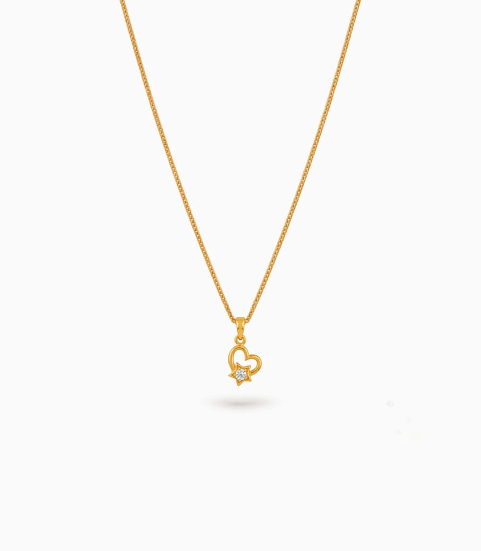 Gold Plated Sparkling AD Chain & Pendant