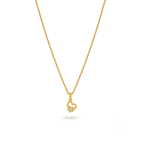 Gold Plated Sparkling AD Chain & Pendant