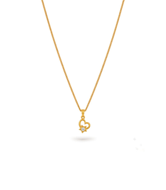 Gold Plated Sparkling AD Chain & Pendant