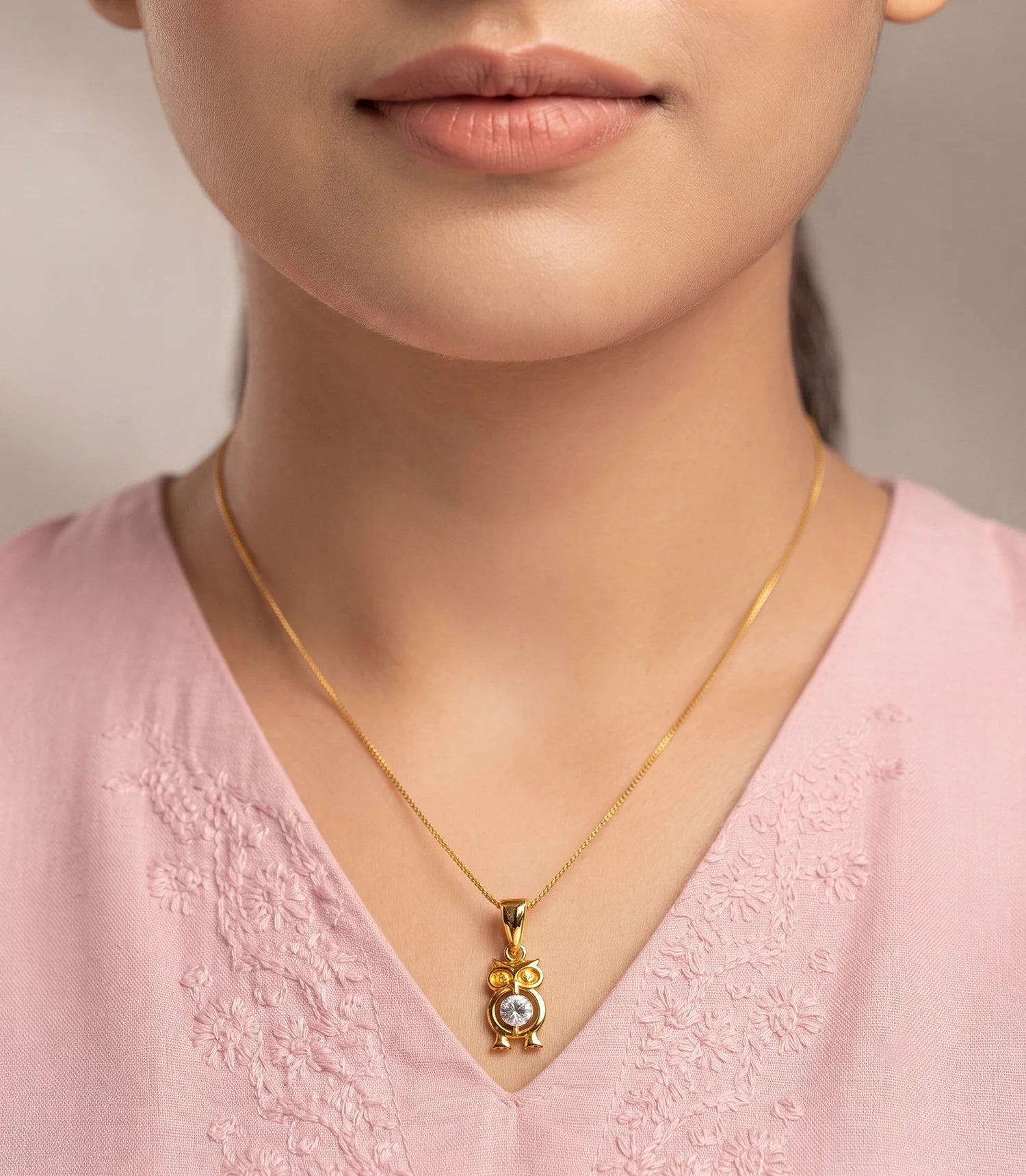 Gold Plated Owl Chain Pendant