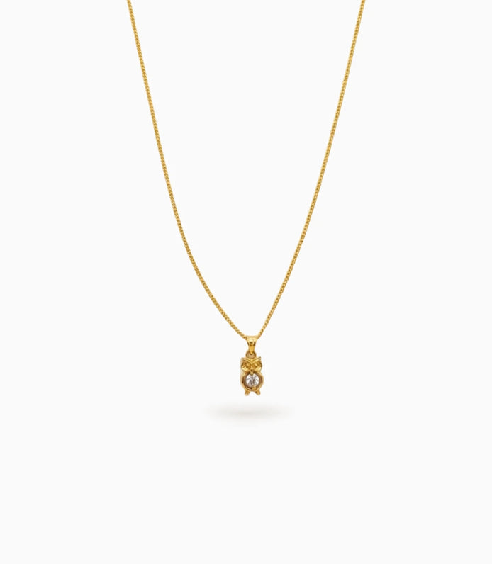 Gold Plated Owl Chain & Pendant