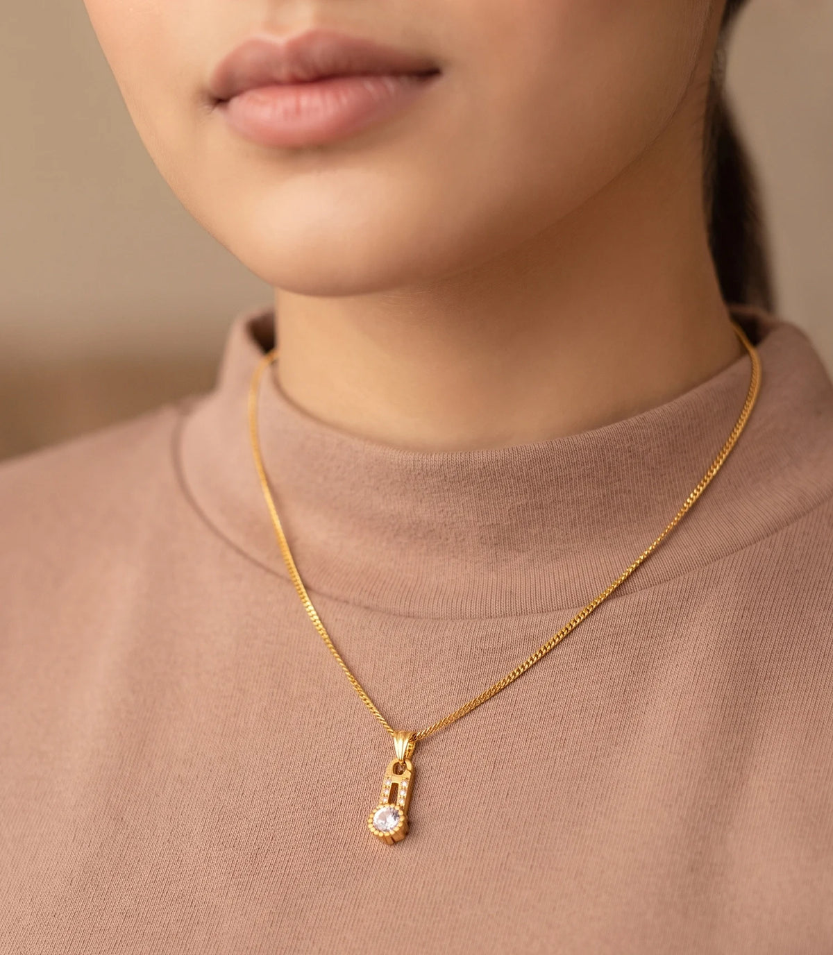 Gold Plated Crystal Drop Chain Pendant