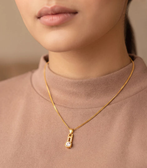 Gold Plated Crystal Drop Chain Pendant