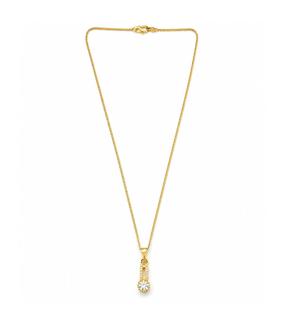 Gold Plated Crystal Drop Chain Pendant