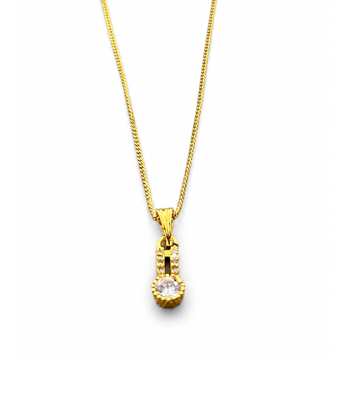Gold Plated Crystal Drop Chain Pendant
