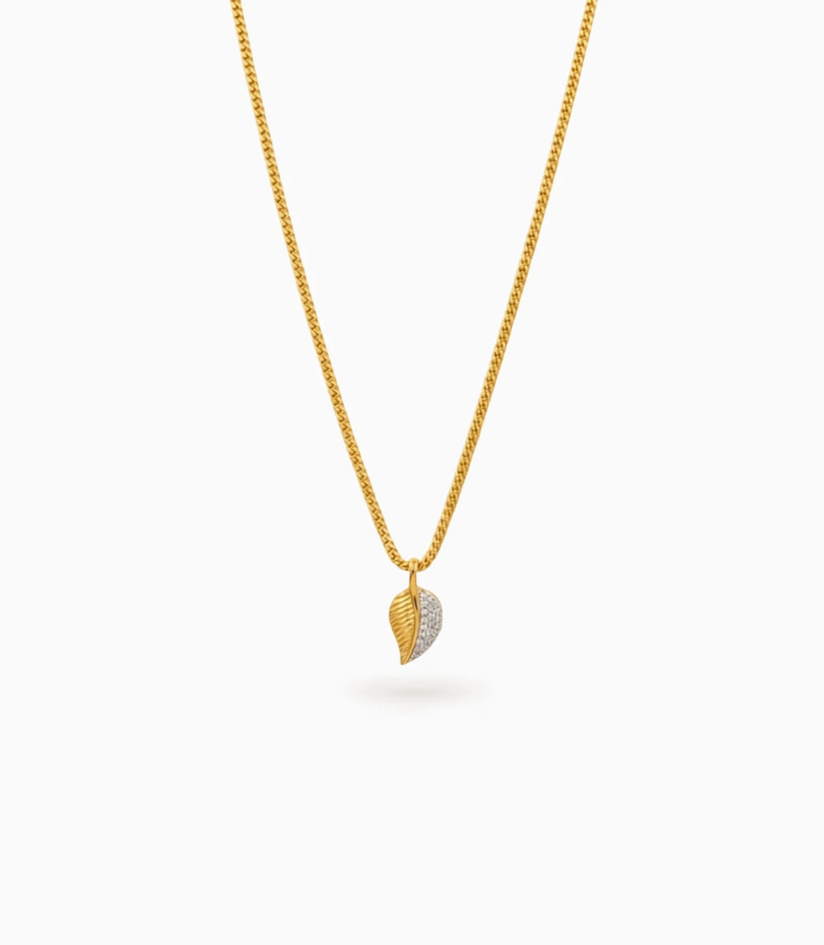 Gold Plated leaf AD Chain & Pendant