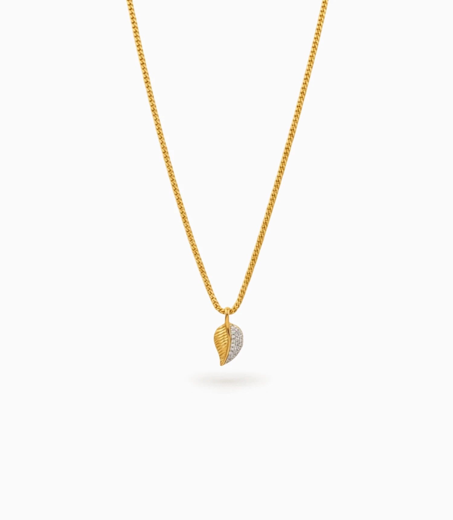Gold Plated leaf AD Chain & Pendant