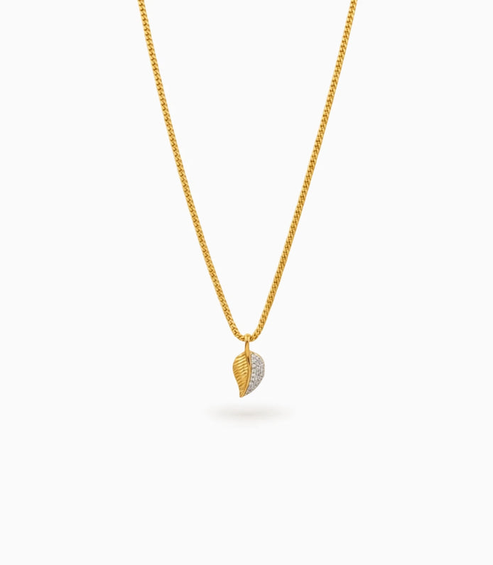 Gold Plated leaf AD Chain & Pendant