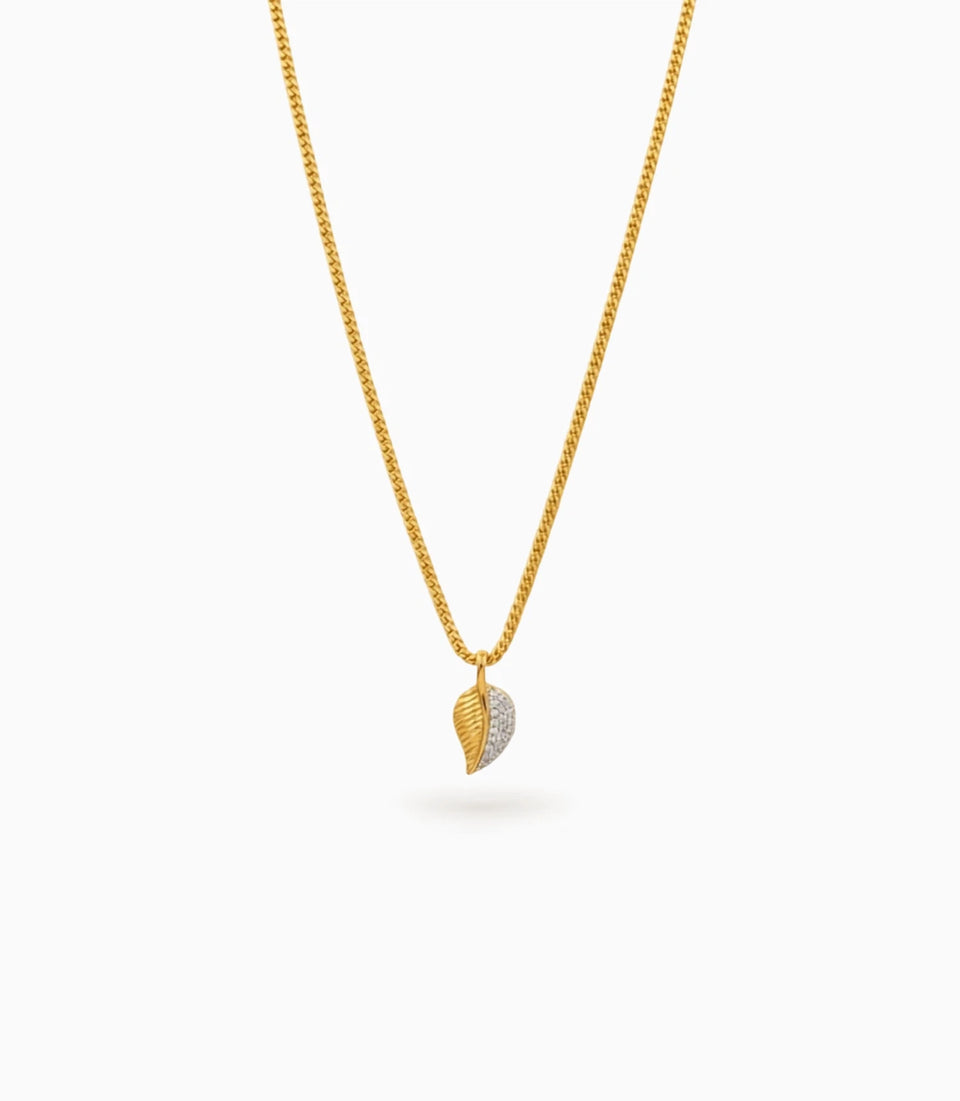 Gold Plated leaf AD Chain & Pendant