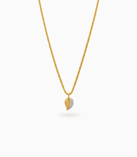 Gold Plated leaf AD Chain & Pendant