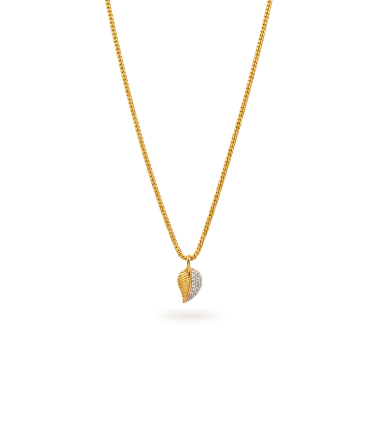 Gold Plated leaf AD Chain & Pendant