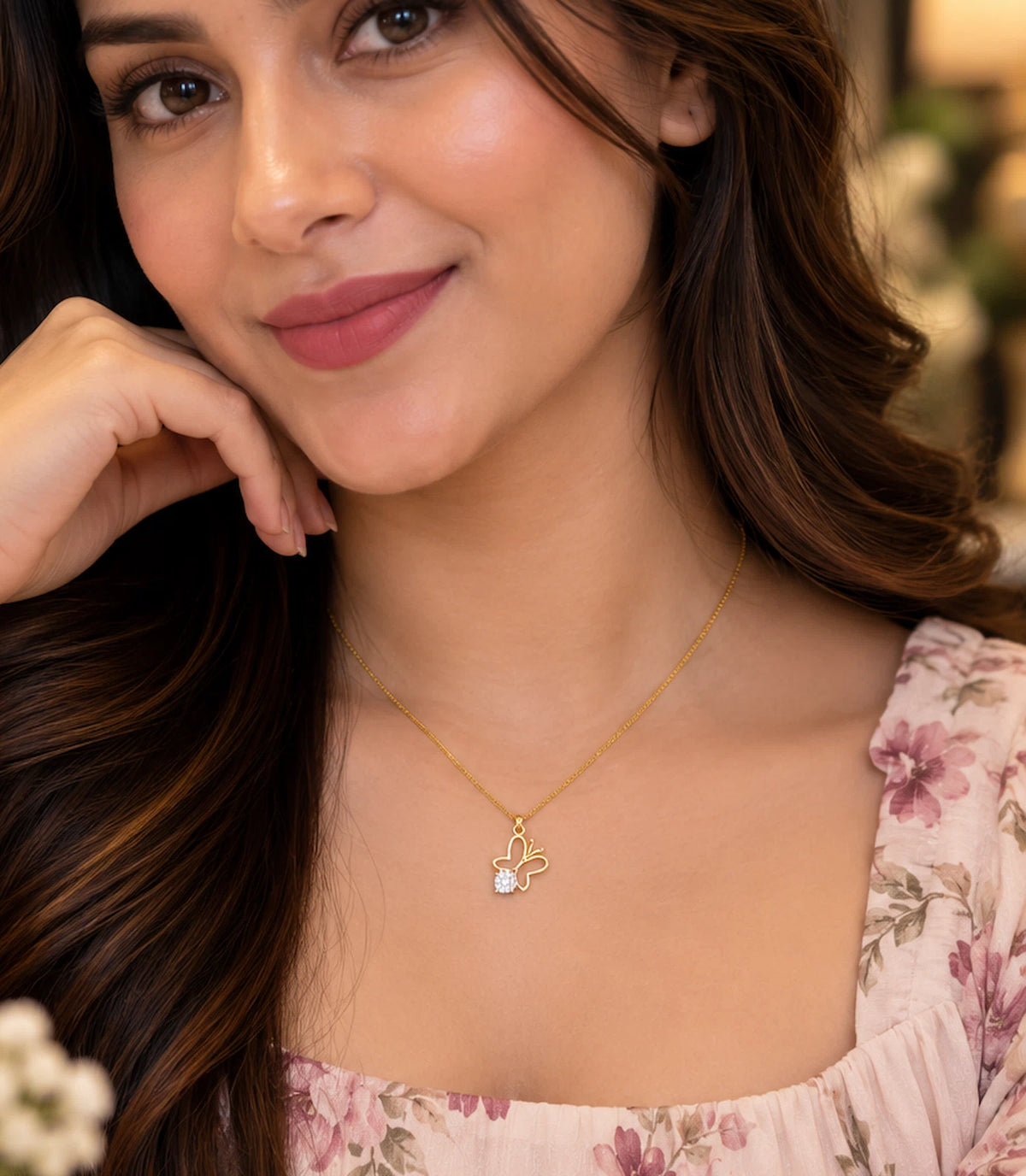 Gold Plated Butterfly AD Chain & Pendant