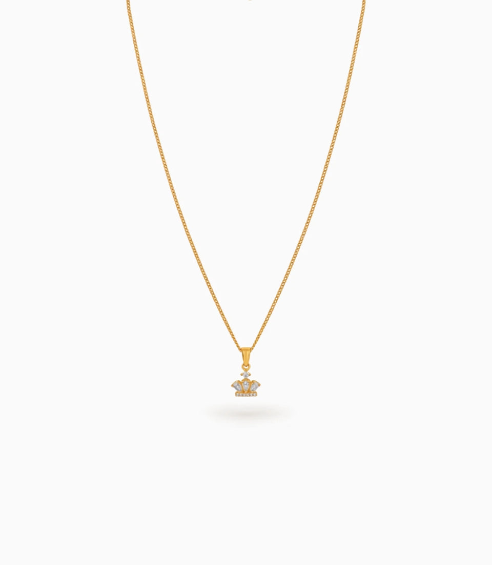 Gold Plated Crown AD Chain & Pendant