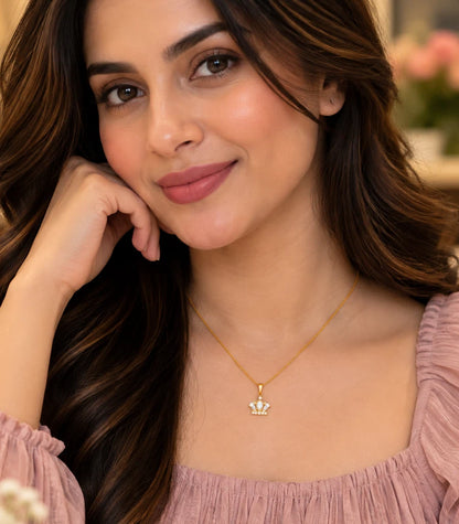 Gold Plated Crown AD Chain & Pendant