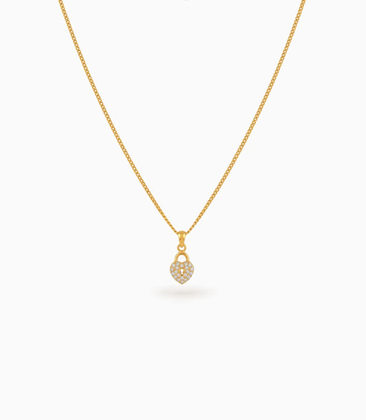 Gold Plated Heart AD Chain & Pendant