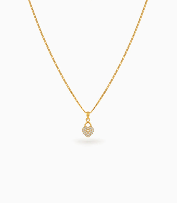 Gold Plated Heart AD Chain & Pendant
