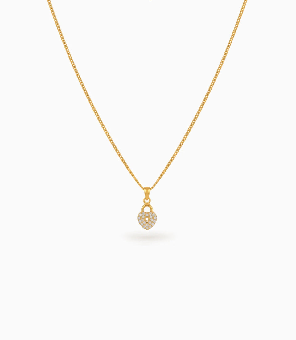 Gold Plated Heart AD Chain & Pendant