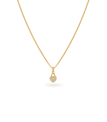 Gold Plated Heart AD Chain & Pendant