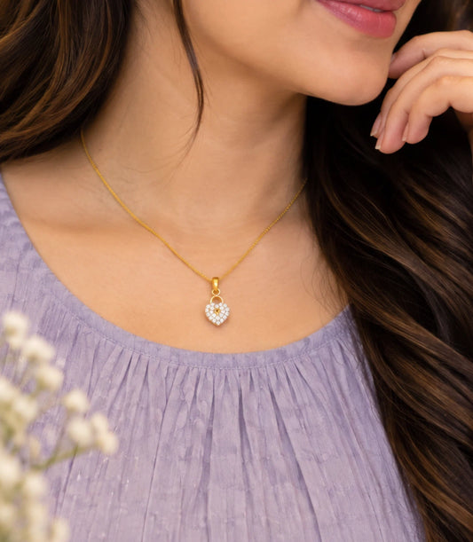 Gold Plated Heart AD Chain & Pendant