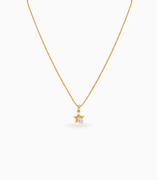 Gold Plated Shimmering AD Chain & Pendant