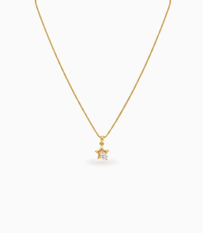 Gold Plated Shimmering AD Chain & Pendant