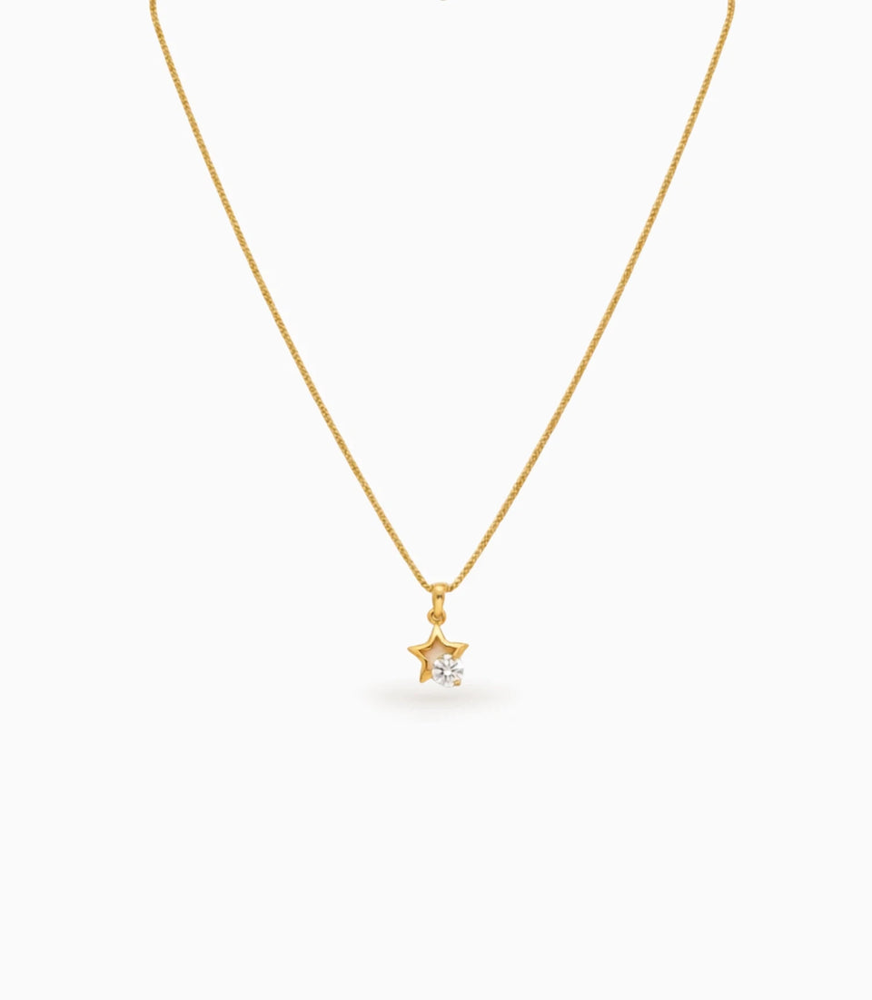 Gold Plated Shimmering AD Chain & Pendant