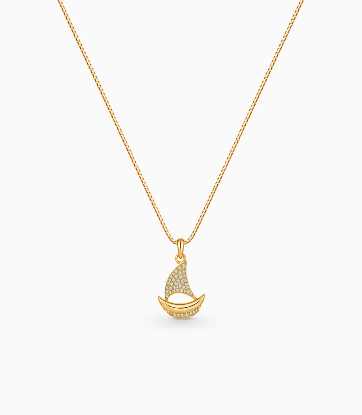 Gold Plated Boat Design AD Chain & Pendant