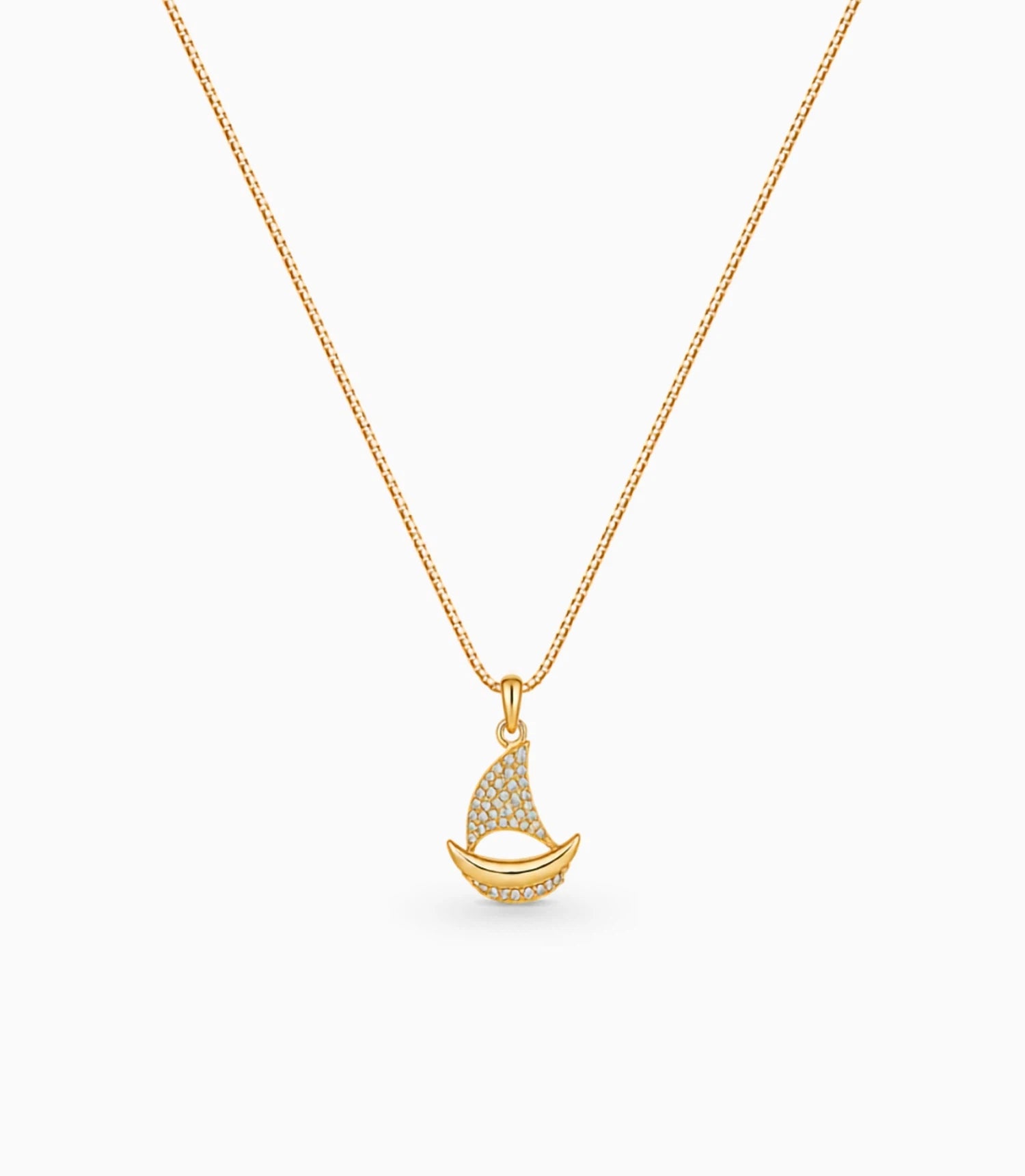 Gold Plated Boat Design AD Chain & Pendant