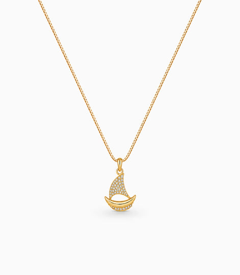 Gold Plated Boat Design AD Chain & Pendant
